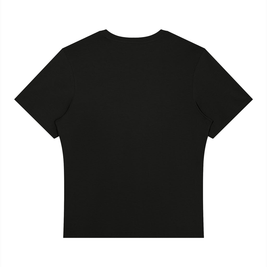 Back view of the EHG SmartWellness black regular fit training tee made from a lightweight cellulose-cotton blend.