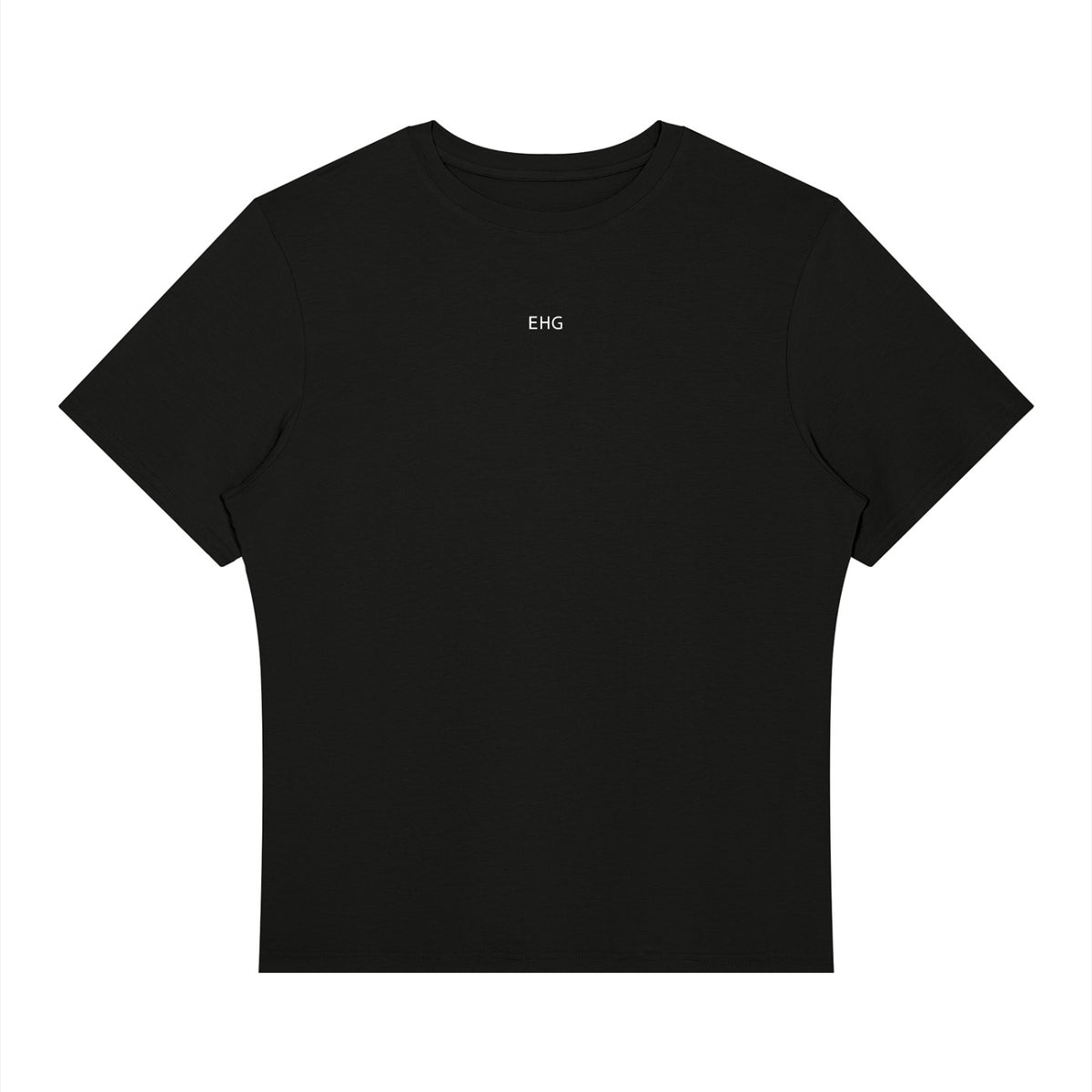 EHG SmartWellness black regular fit training t-shirt with a round neck and small EHG logo on the chest.