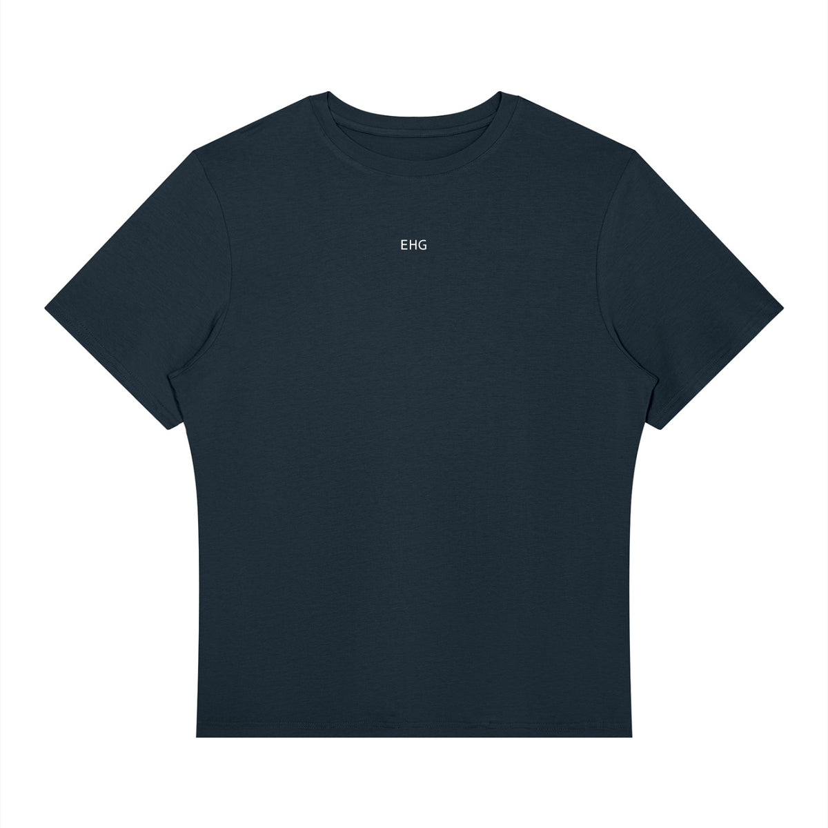 EHG SmartWellness regular fit training tee in dark gray blue with a round neck and small EHG logo on the chest.