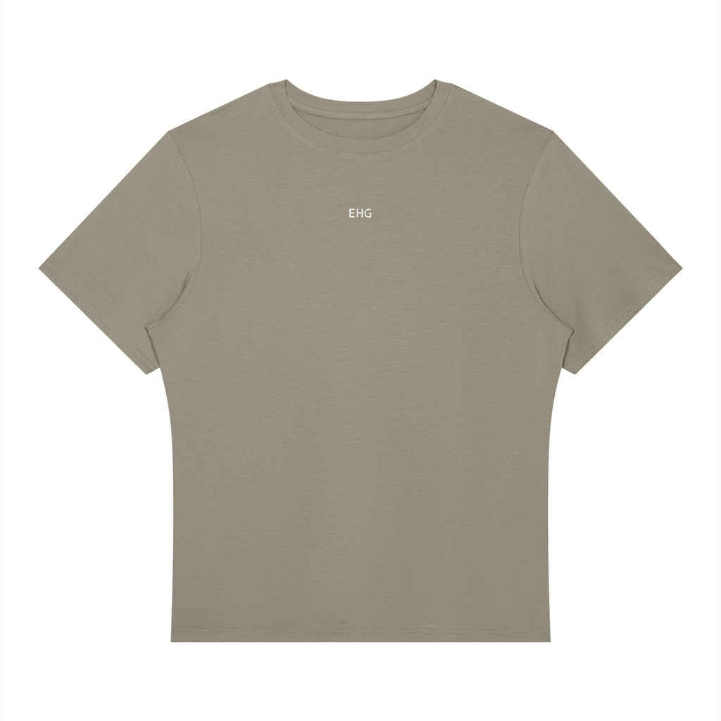 EHG SmartWellness gray green regular fit training tee with round neck and small white logo on chest