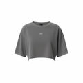 EHG SmartWellness grey snow-washed cotton crop top with a relaxed fit, dropped shoulders, and raw-edge hem.